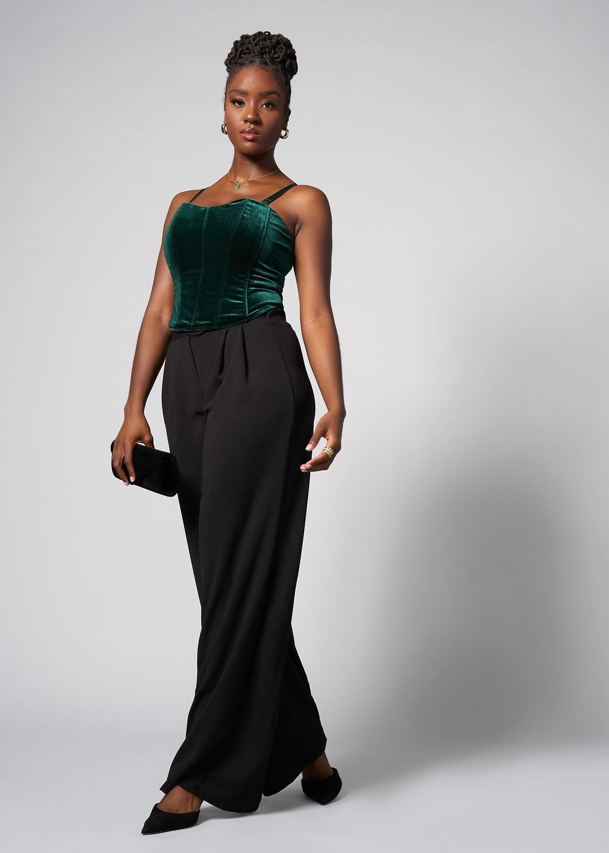 Safisha Women's Velvet Corset (Emerald) - D'IYANU