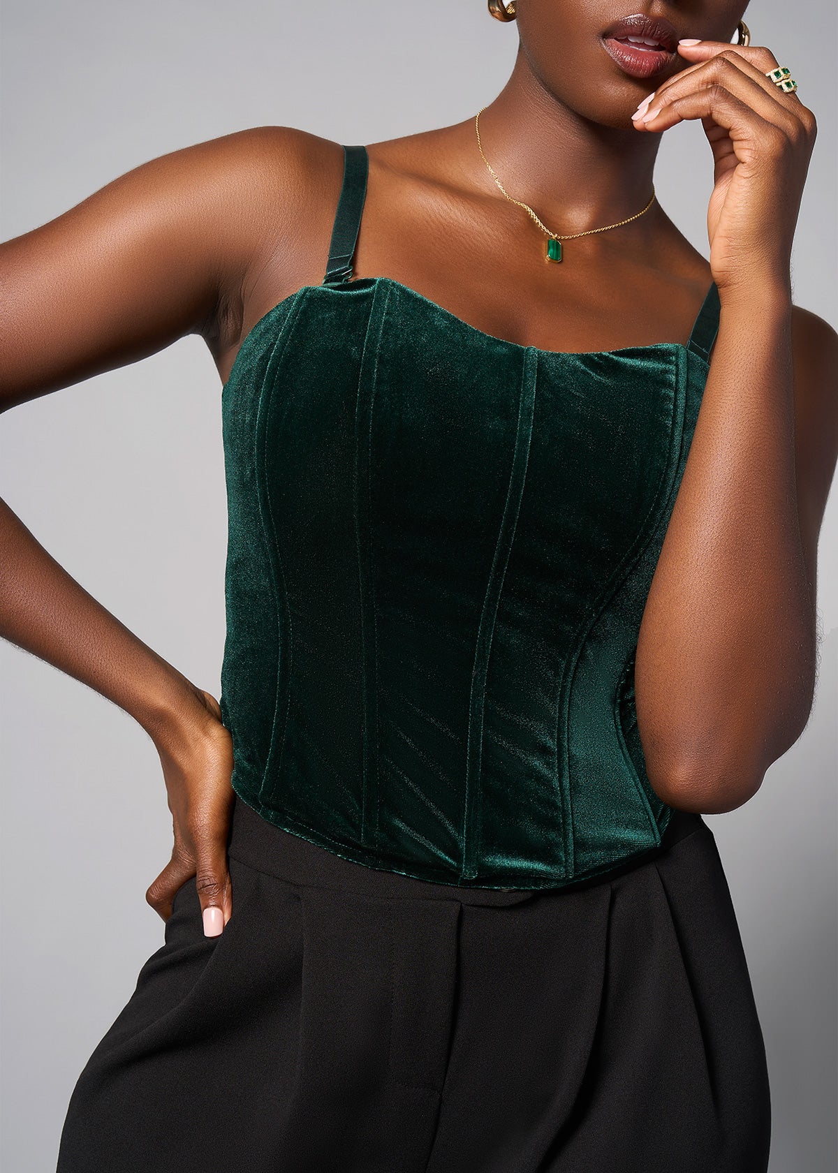 Safisha Women's Velvet Corset (Emerald) - D'IYANU