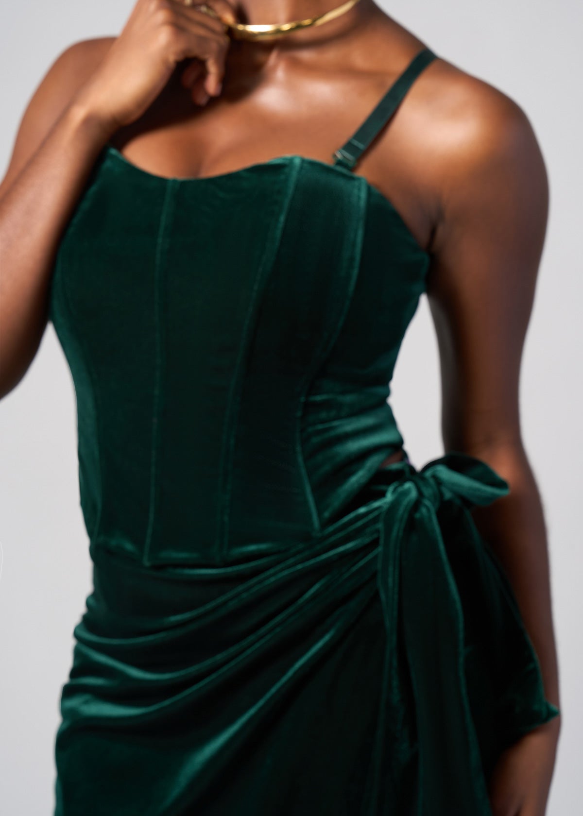 Safisha Women's Velvet Corset (Emerald) - D'IYANU