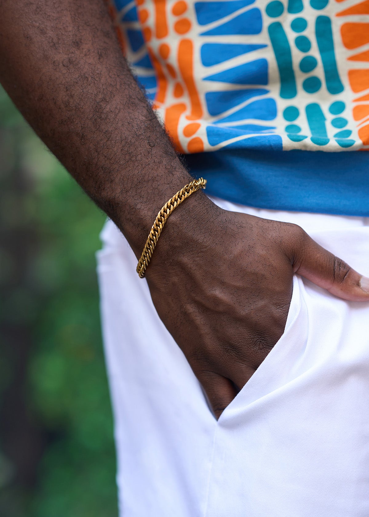 Ahmed Mens Chain Bracelet (Gold) - D'IYANU