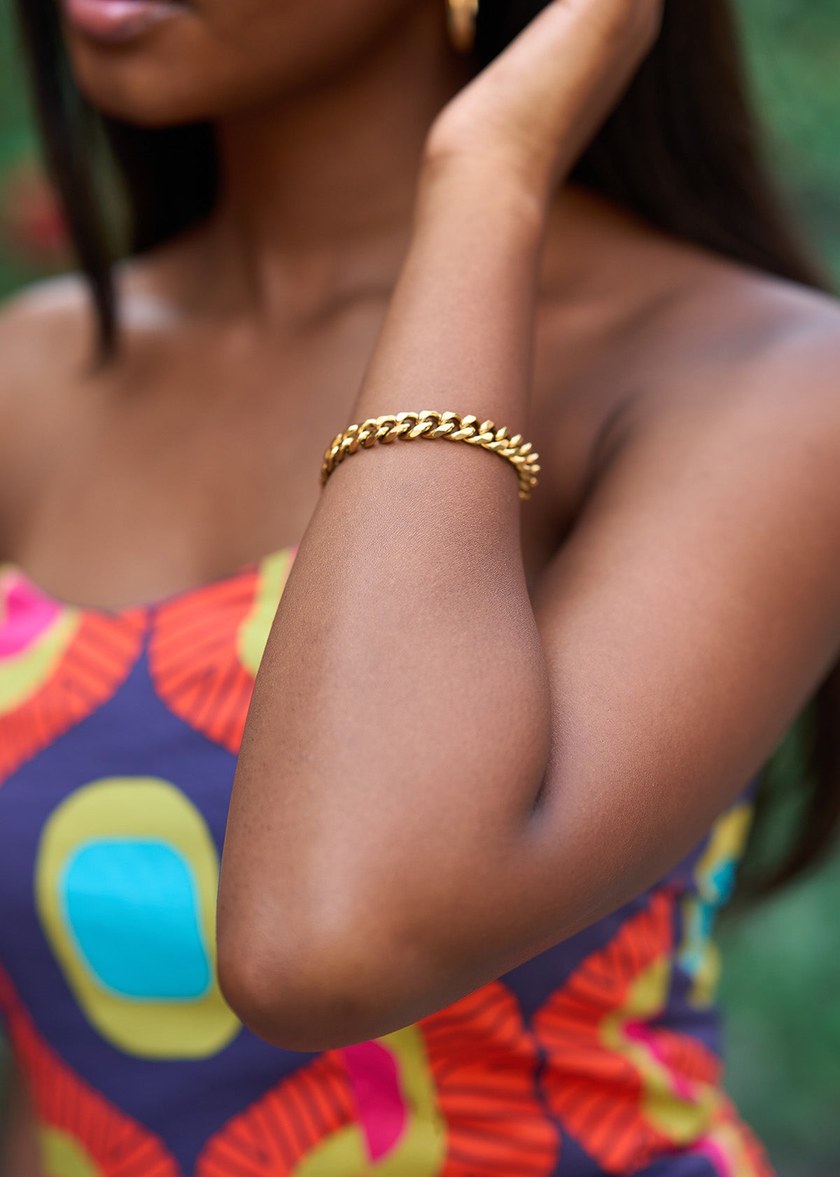 Aaliyah Womens Chain Bracelet (Gold) - D'IYANU