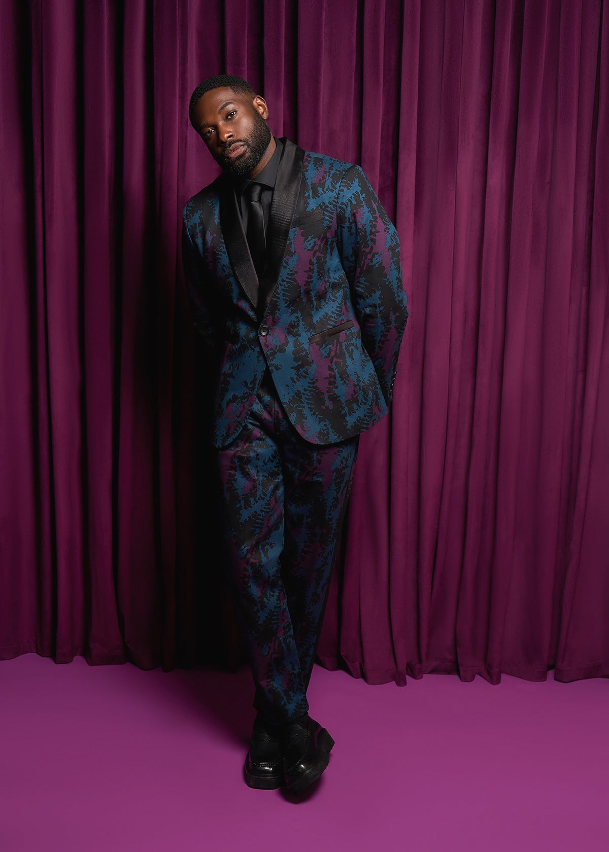 Odion Men's African Print Trousers (Midnight Teal Abstract) - Clearance - D'IYANU