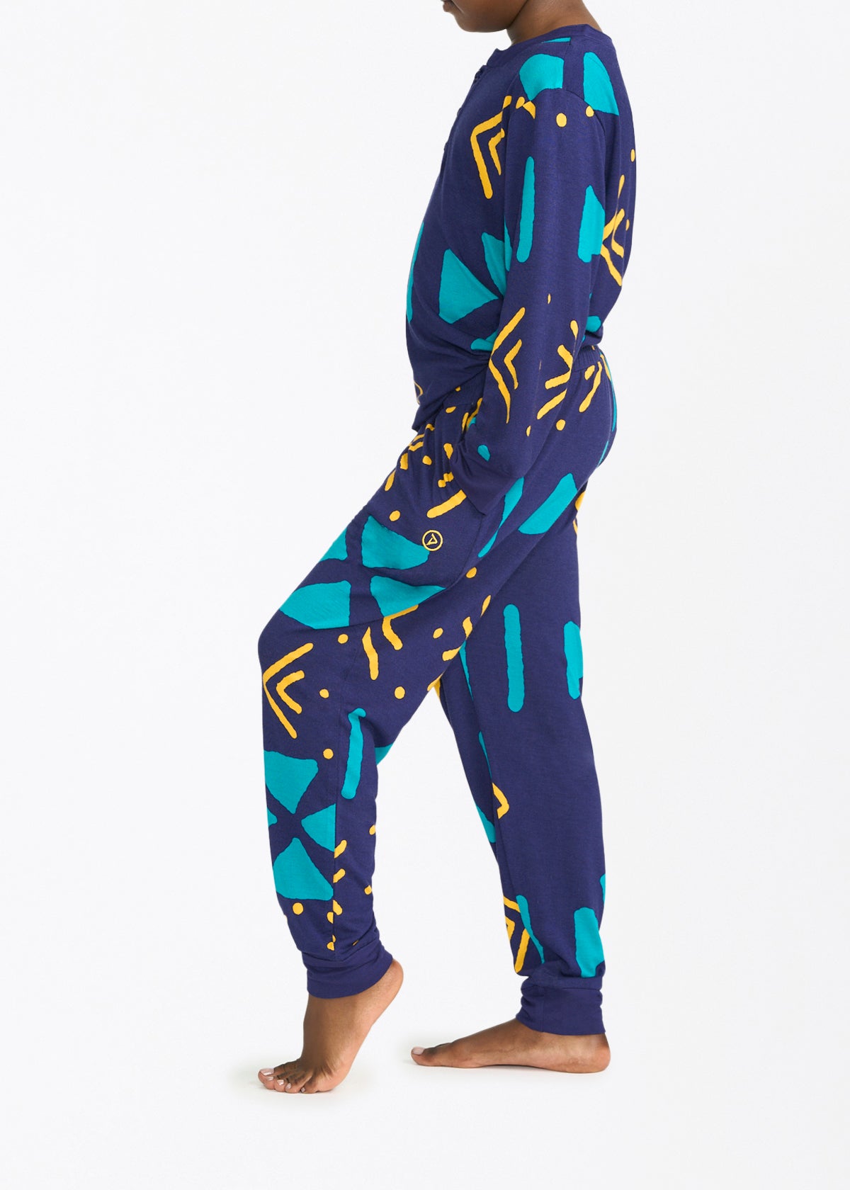 Abeje Kids' Unisex African Print Pajama Set (Navy Gold Mudcloth) - D'IYANU