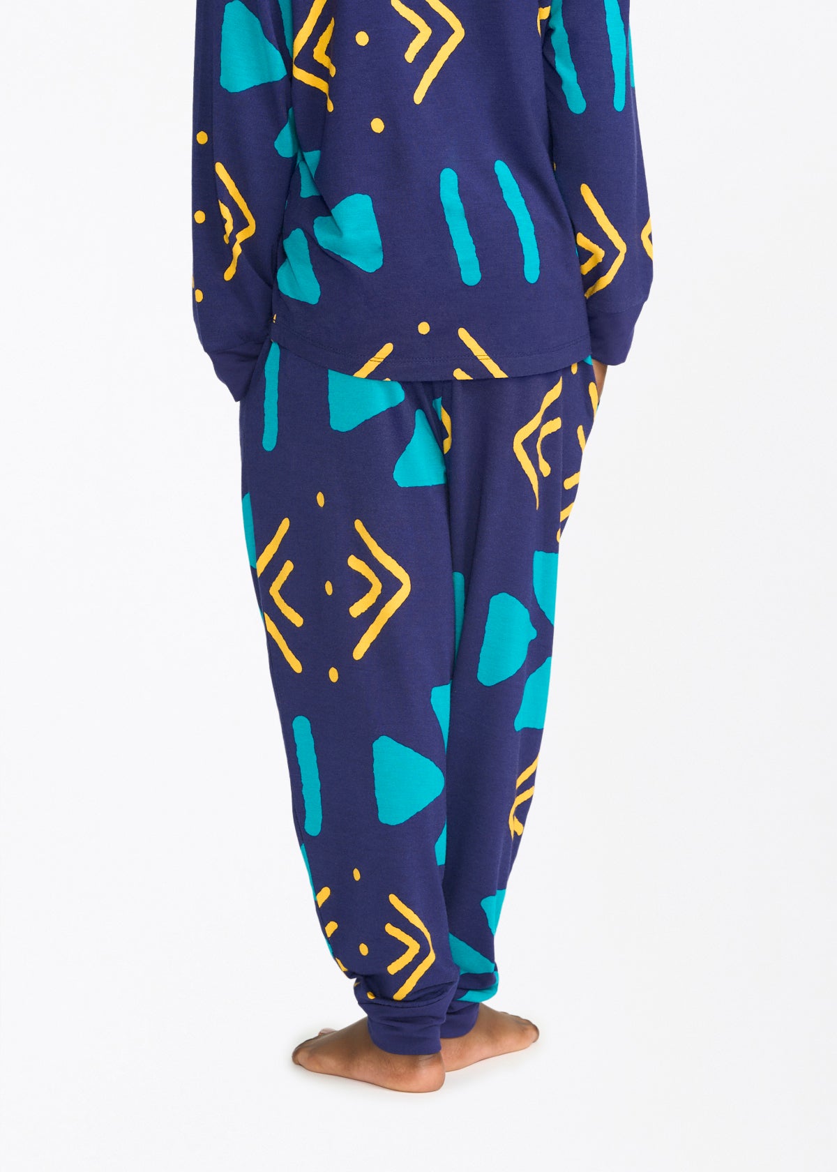 Abeje Kids' Unisex African Print Pajama Set (Navy Gold Mudcloth) - D'IYANU