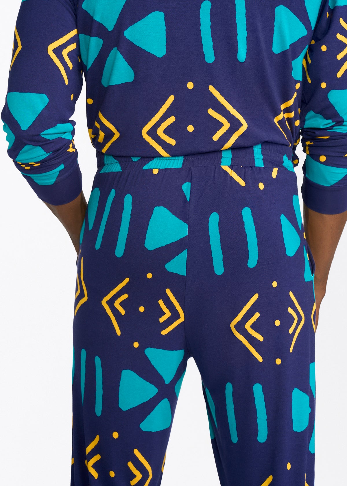 Abeje Kids' Unisex African Print Pajama Set (Navy Gold Mudcloth) - D'IYANU