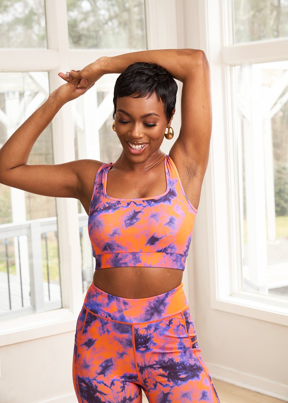 Adamma Women's African Print Sports Bra (Sunset Tie Dye) - D'IYANU