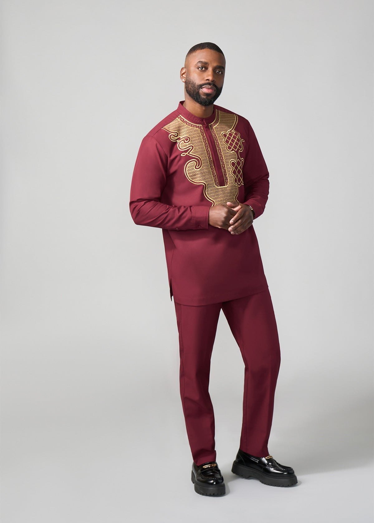 Davu Men's Traditional Pants (Maroon) - D'IYANU