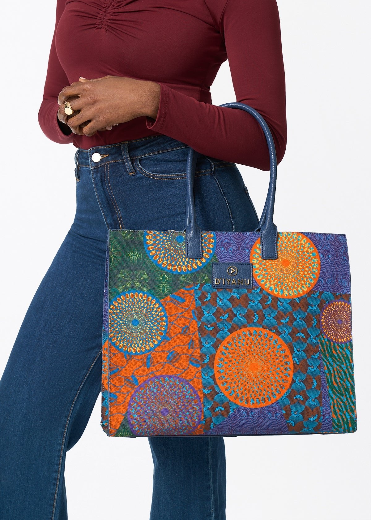 Aina Women's African Print Tote Bag (New Harvest Multipattern) - D'IYANU