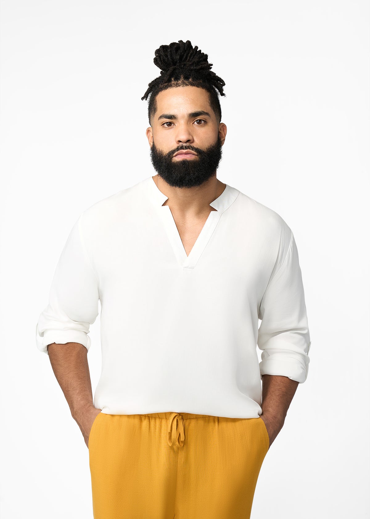 Ajisomo Men's African Tunic (White) - D'IYANU