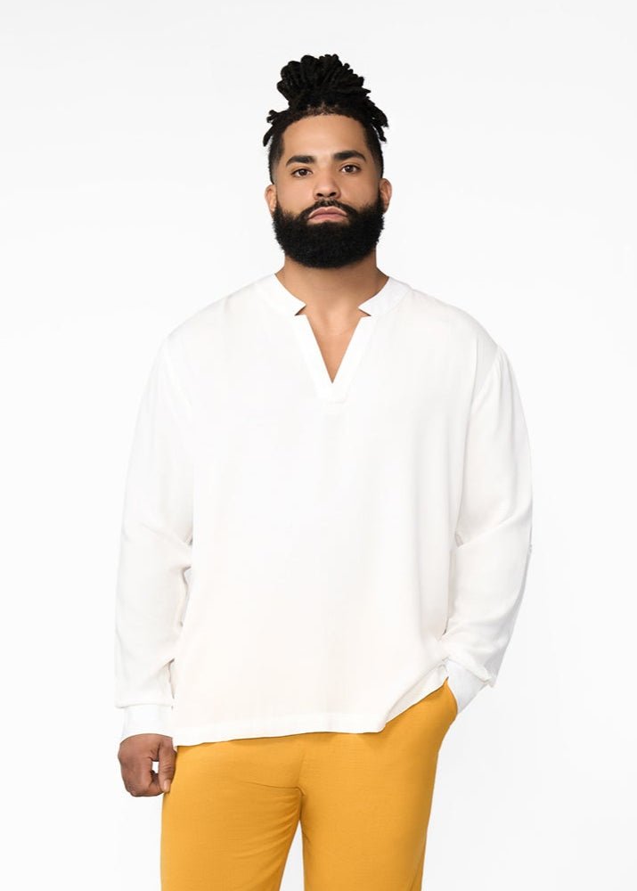 Ajisomo Men's African Tunic (White) - D'IYANU