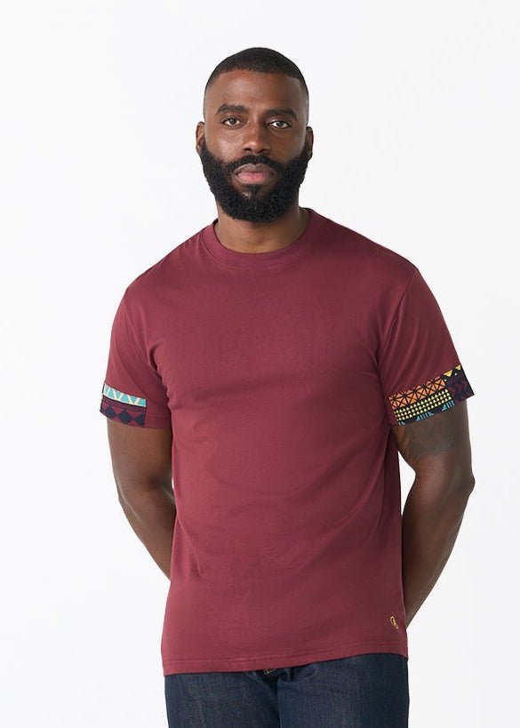 Alasane Men's African Print Appliqué T-Shirt (Navy Multicolor Kente)