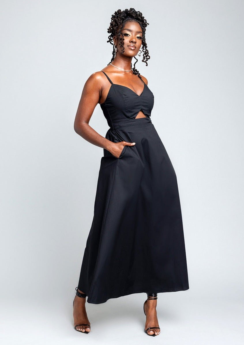 Anjiola Women's Maxi Dress (Black) - D'IYANU
