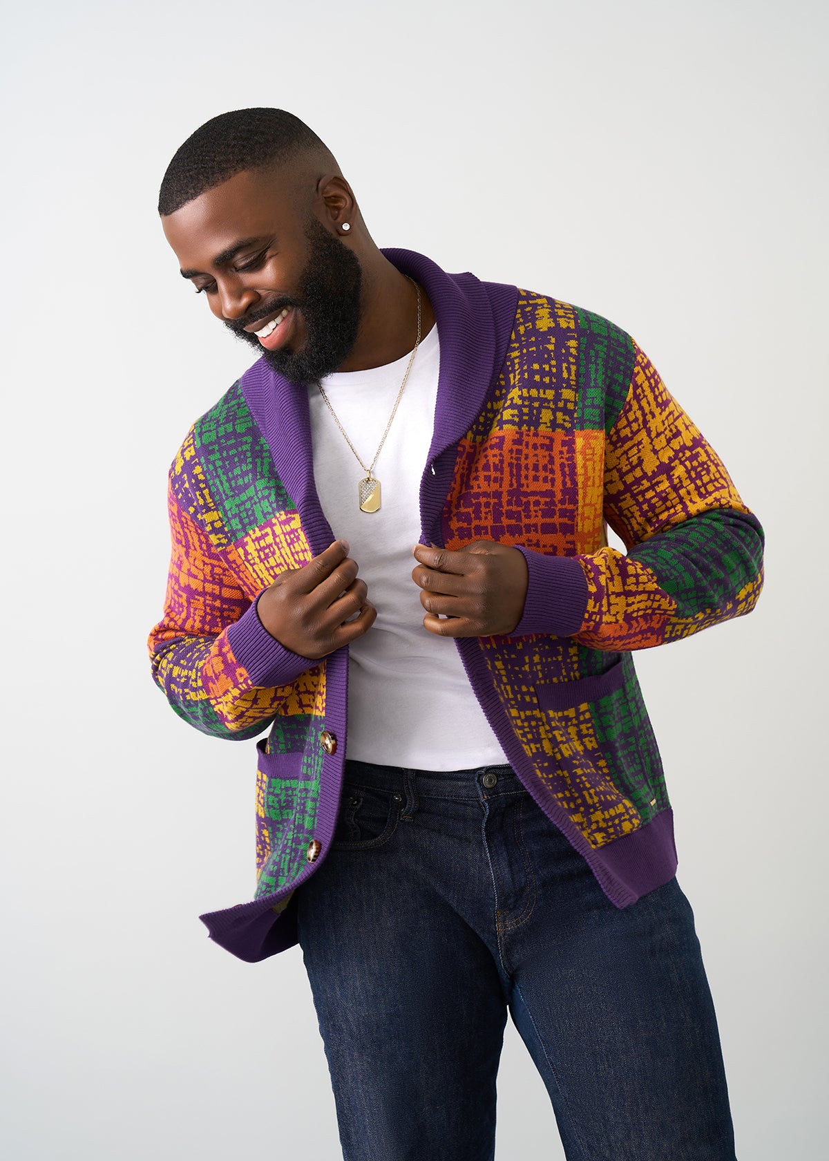 New Plaid Printed Cardigan