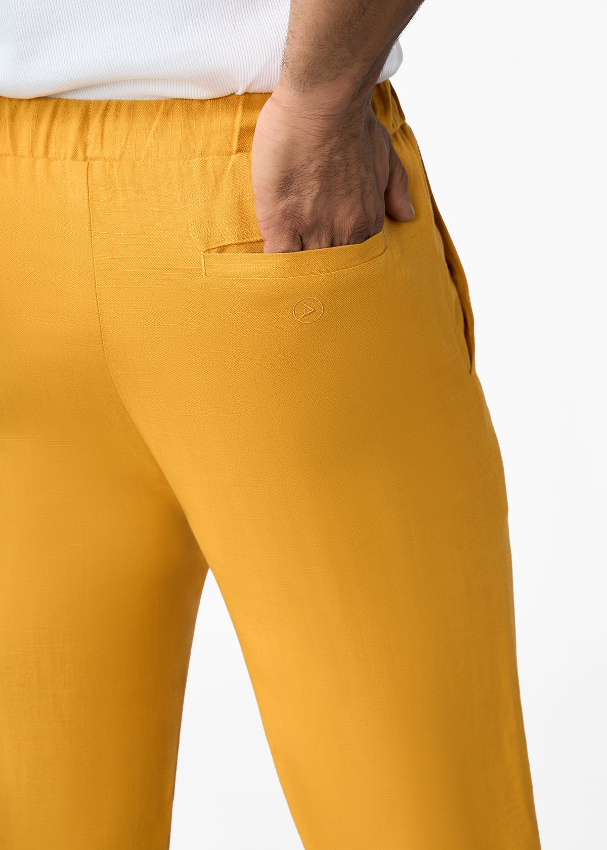 Asan Men's Linen Blend Pants (Gold) - D'IYANU