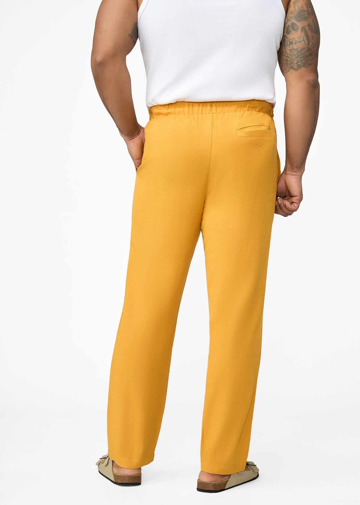 Asan Men's Linen Blend Pants (Gold) - D'IYANU