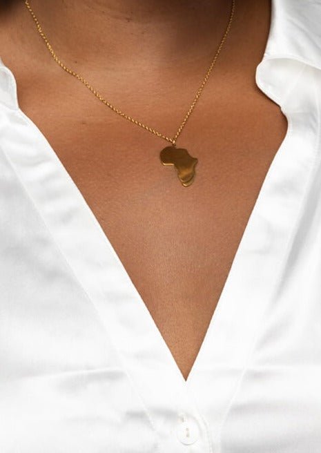 Asili African Map Necklace (Gold) - D'IYANU
