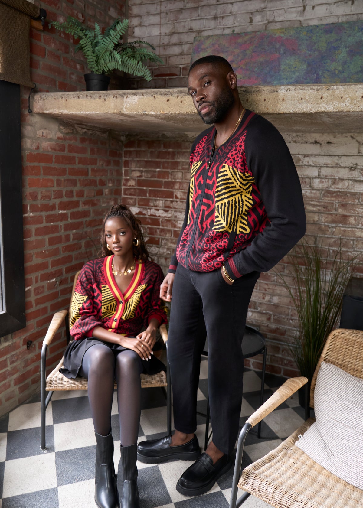 Ayaan Women's African Print Cropped Cardigan (Black Cherry Multipattern) - D'IYANU