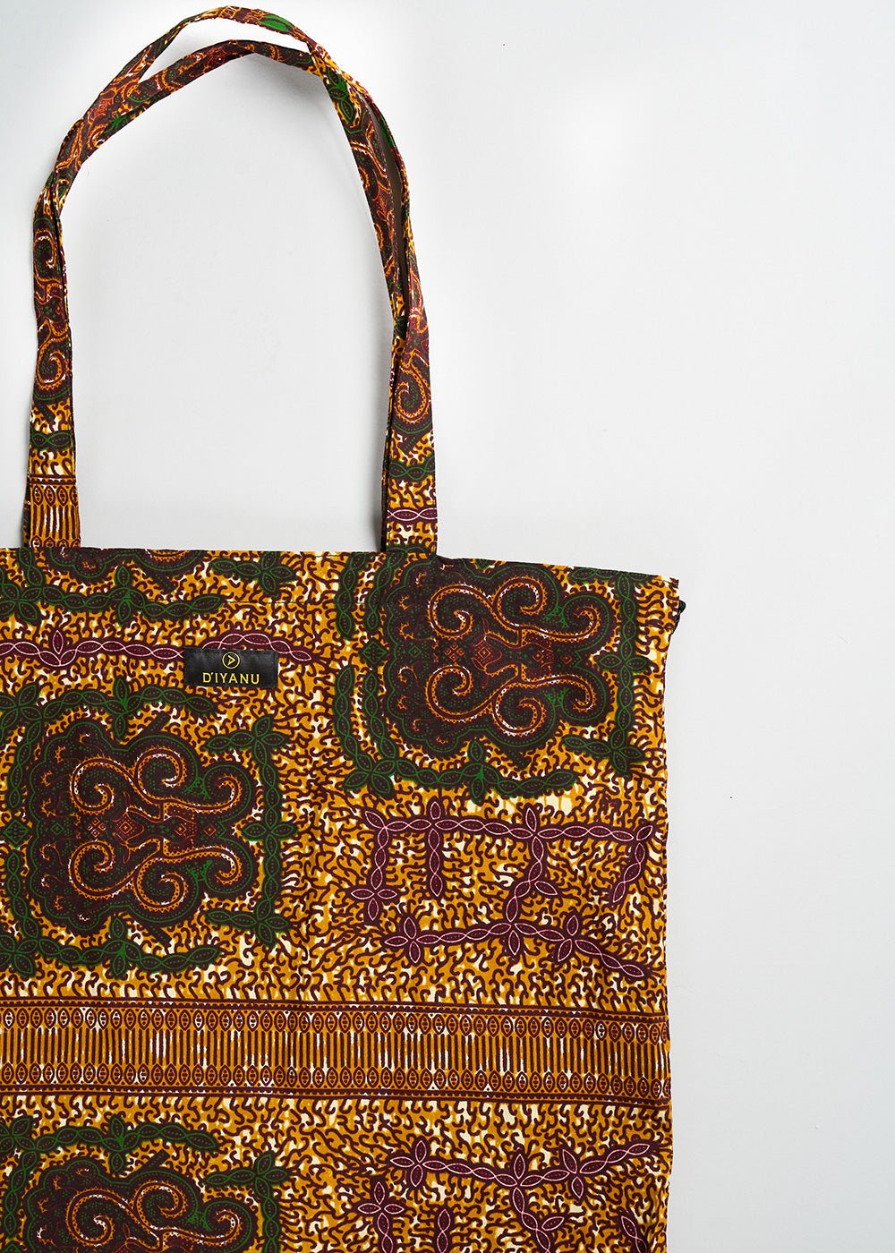 Ebuni African Print Tote (Green Tortoise Diamonds) - D'IYANU