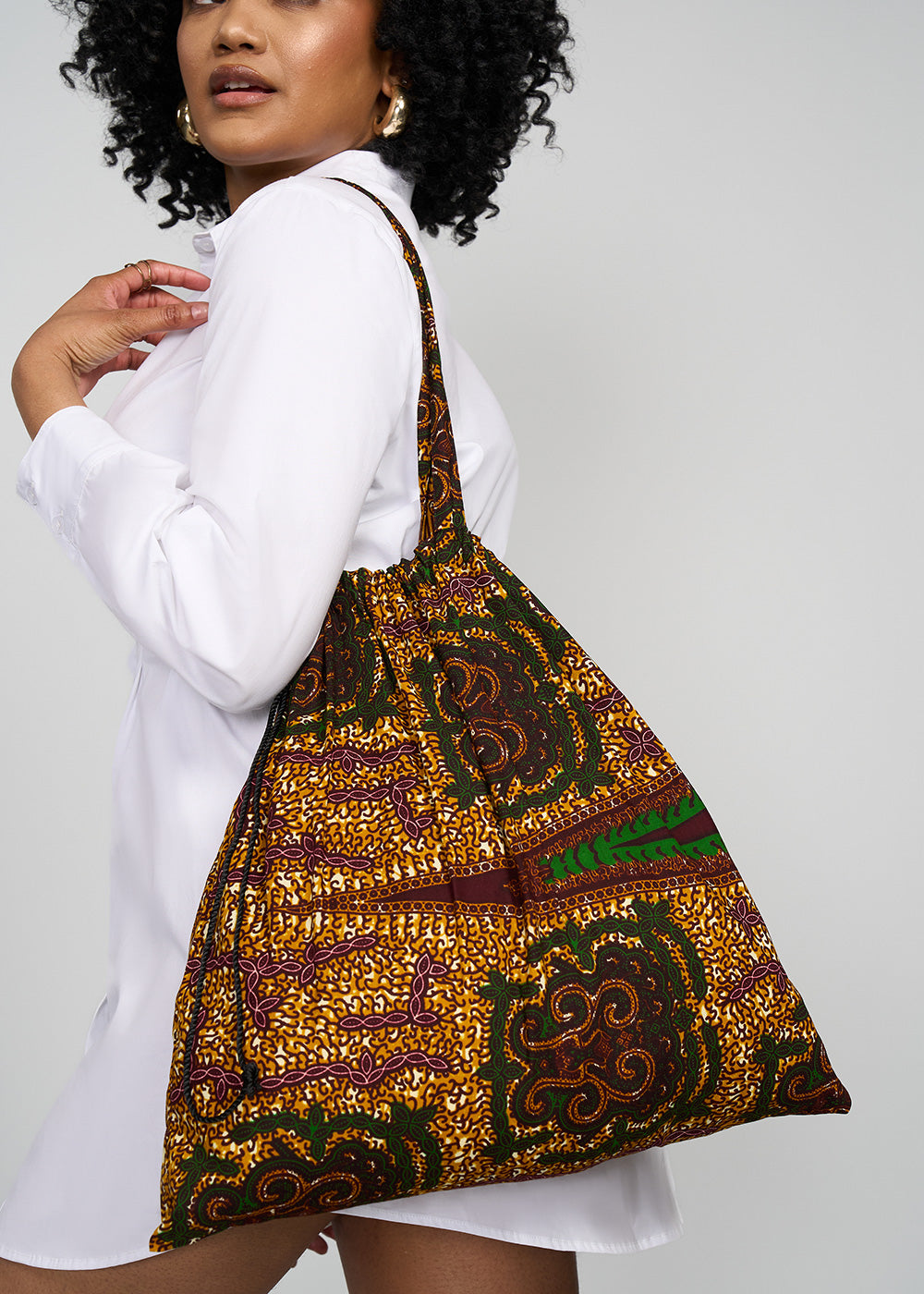 Ebuni African Print Tote (Green Tortoise Diamonds) - D'IYANU