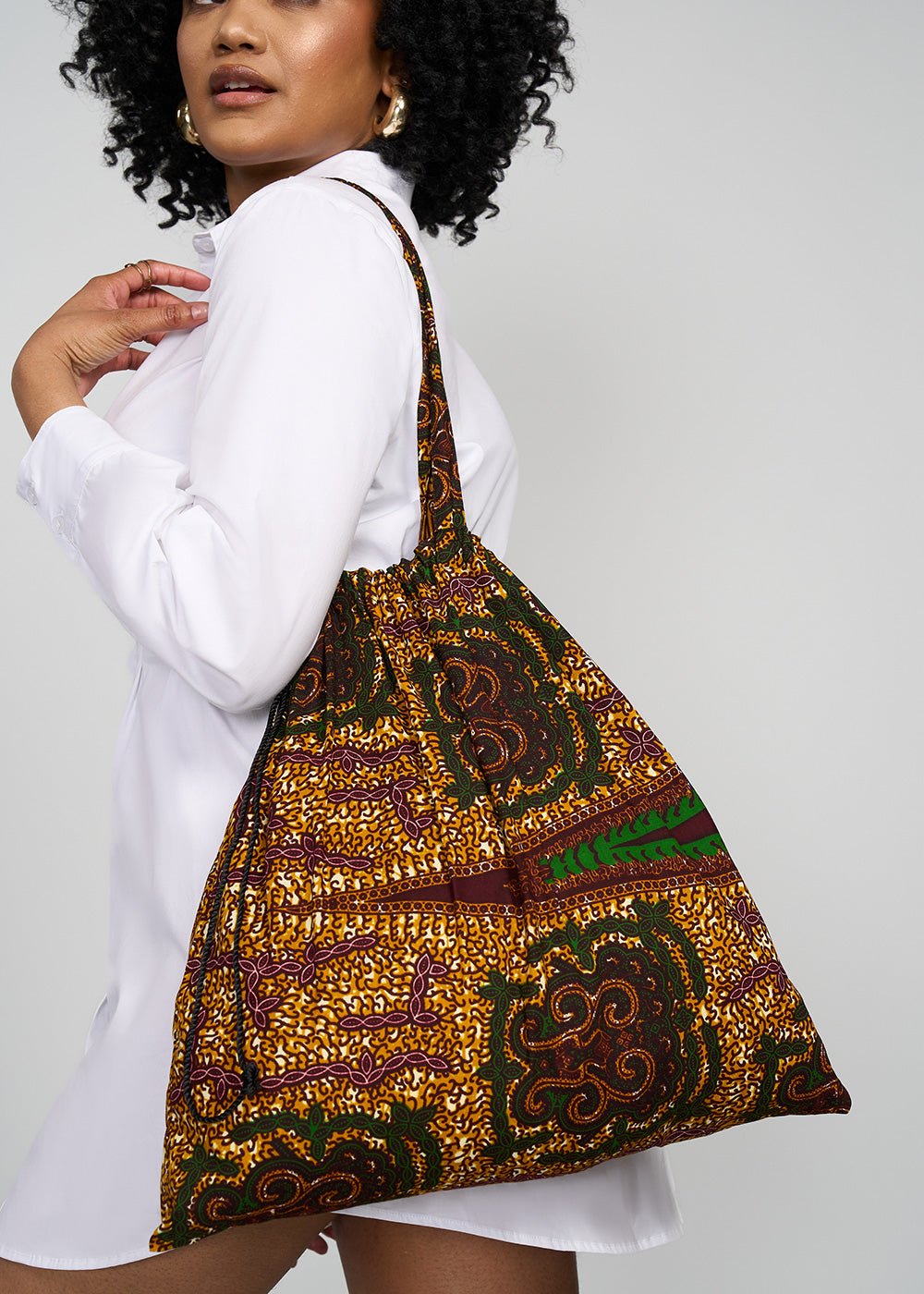 Ebuni African Print Tote (Green Tortoise Diamonds) - D'IYANU