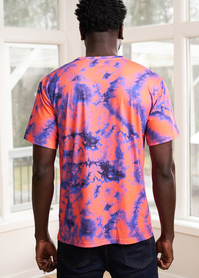 Edalo Men's African Print Active T-Shirt (Sunset Tie Dye)