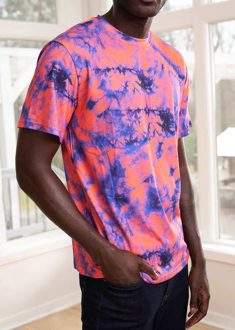 Edalo Men's African Print Active T-Shirt (Sunset Tie Dye)