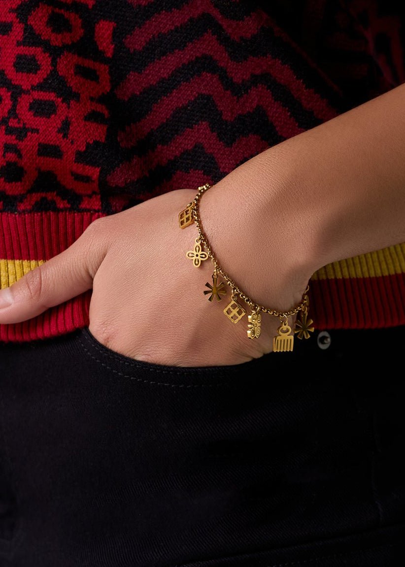 Ediye Womens Charm Bracelet (GOLD) - D'IYANU
