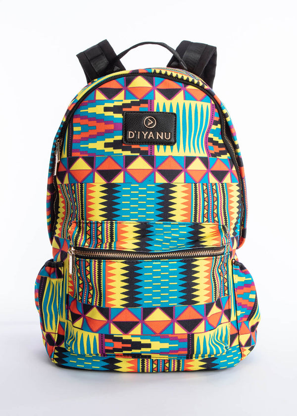 Dembe Unisex African Print Backpack (Canary Yellow Kente)