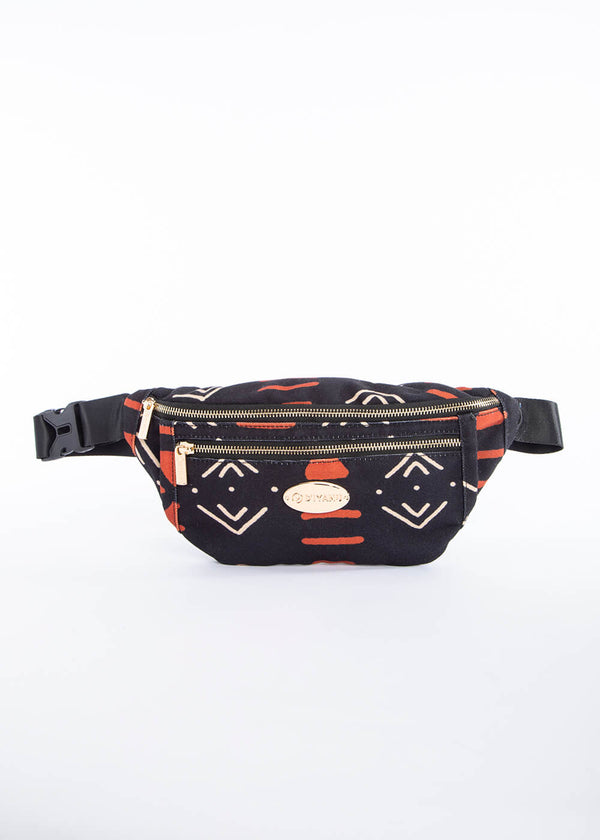 Naji African Print Unisex Fanny Pack (Natural Mudcloth)