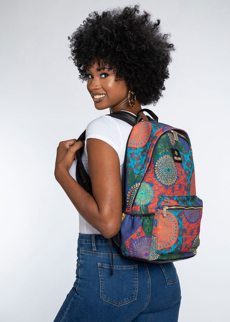 Dembe Unisex African Print Backpack (New Harvest Multipattern)