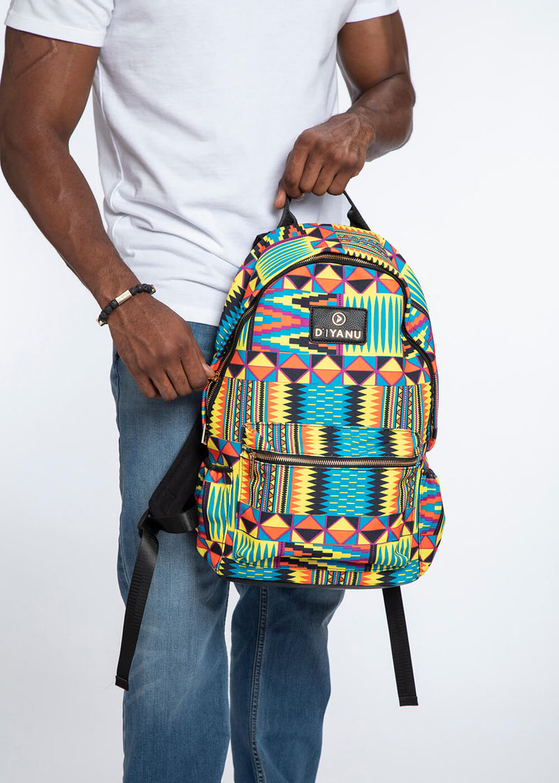 Dembe Unisex African Print Backpack (Canary Yellow Kente)