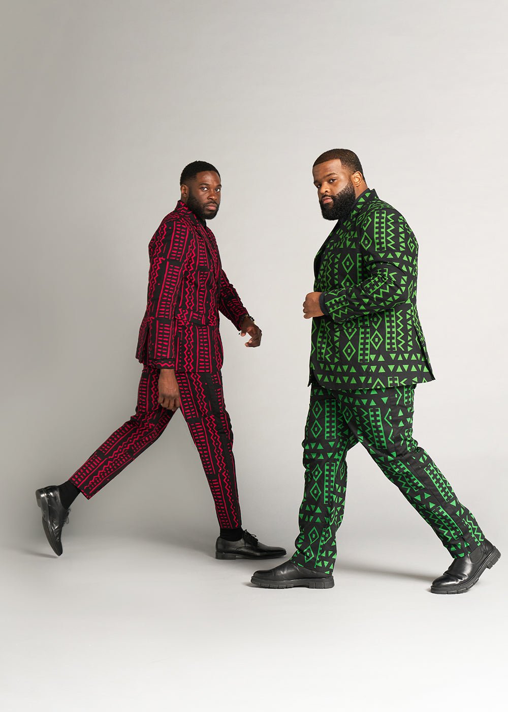 Hami Men's African Print Lightweight Blazer (Moss Black Geometric) - D'IYANU