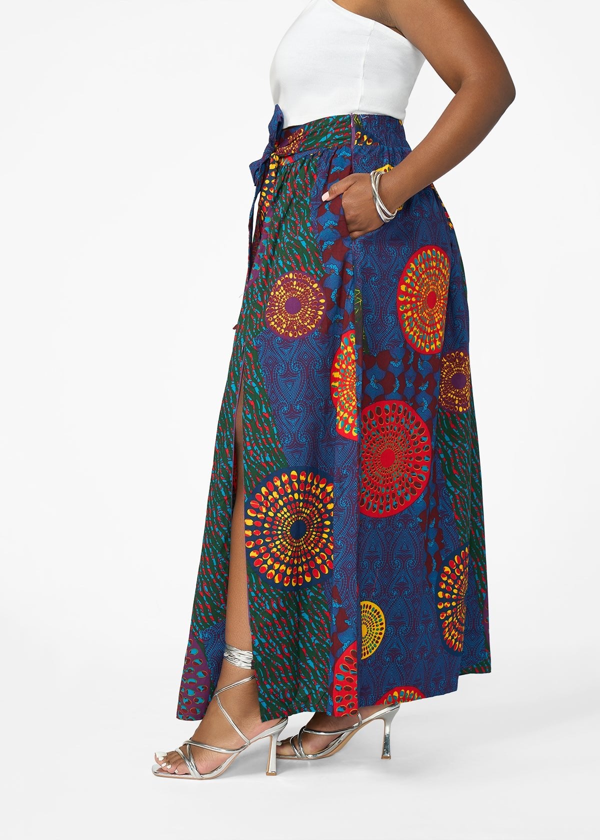 Isioma Women's African Print Maxi Skirt (New Harvest Multipattern) - D'IYANU