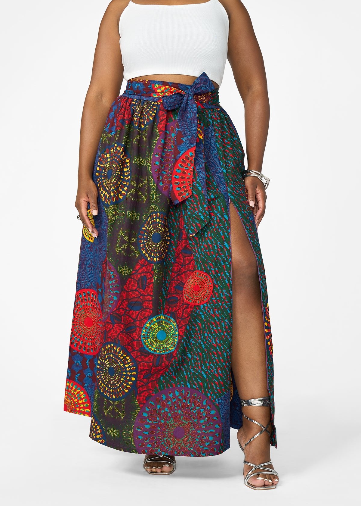 Isioma Women's African Print Maxi Skirt (New Harvest Multipattern) - D'IYANU