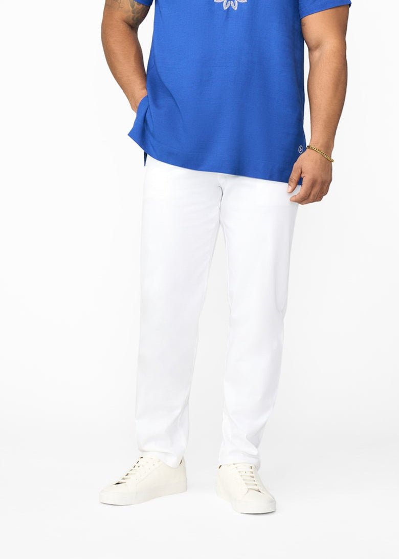 Izibili Men's Embroidered African Linen Blend Tunic (Cobalt) - D'IYANU