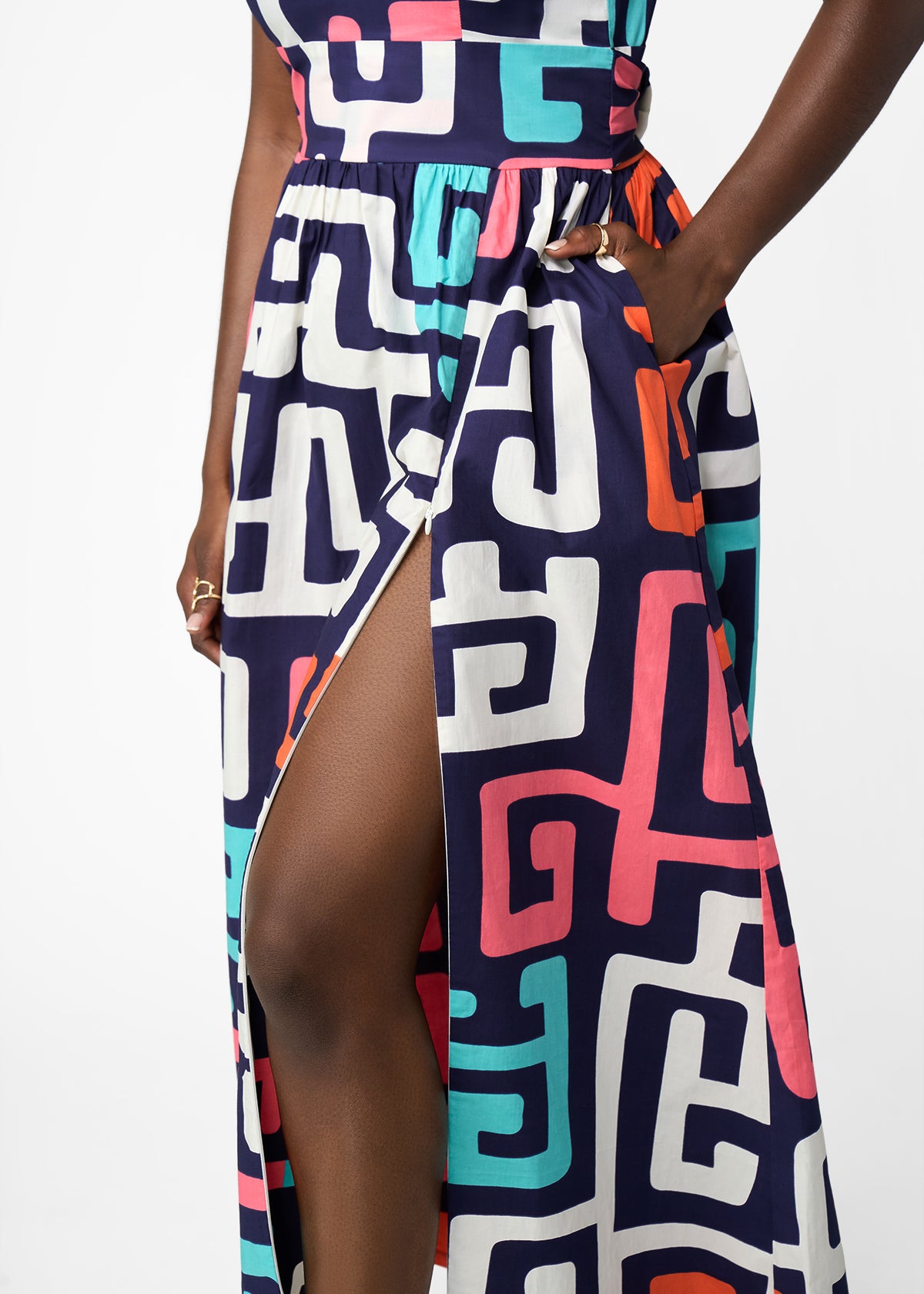 Lelisa Women's African Print Maxi Dress (Confetti Kuba) - D'IYANU