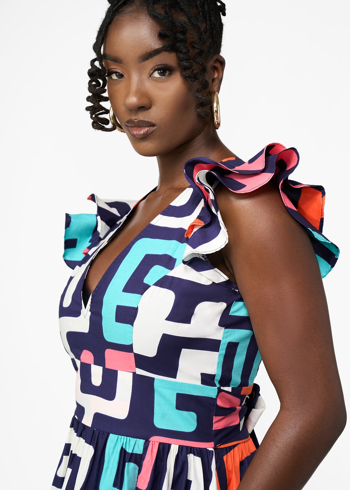 Lelisa Women's African Print Maxi Dress (Confetti Kuba) - D'IYANU