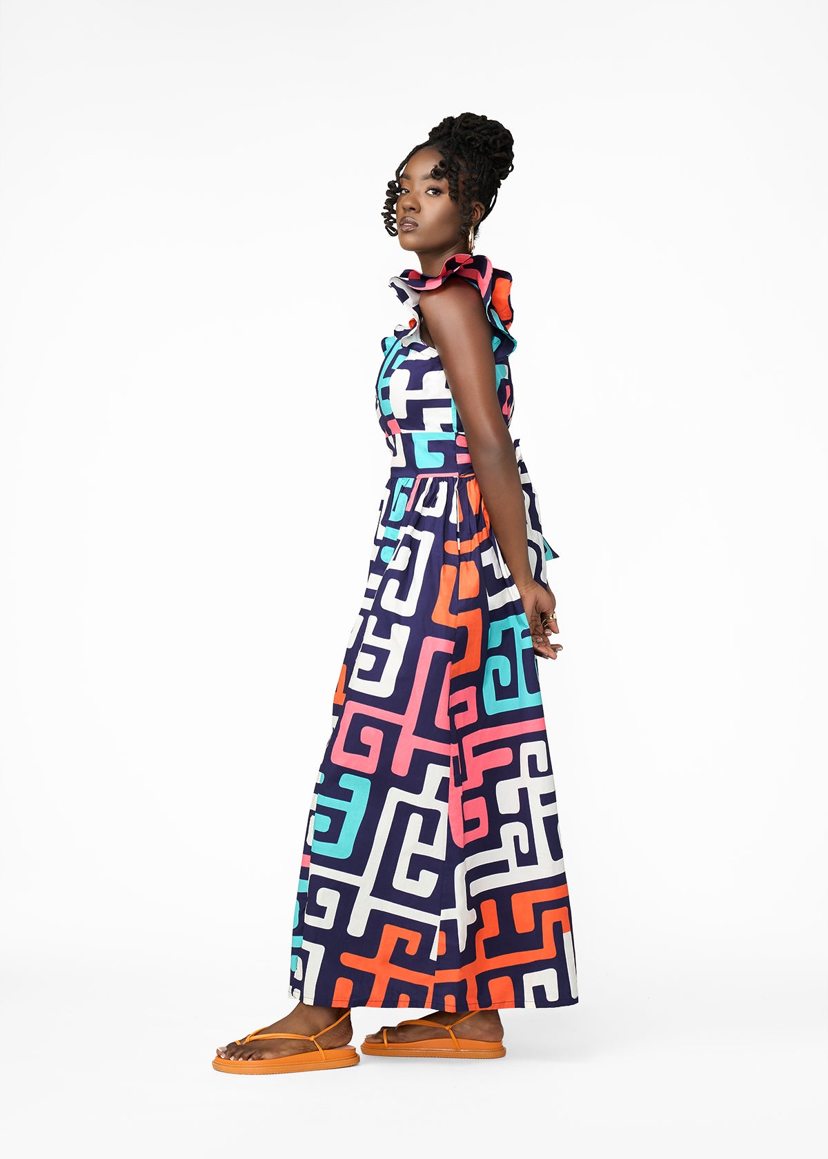 Lelisa Women's African Print Maxi Dress (Confetti Kuba) - D'IYANU