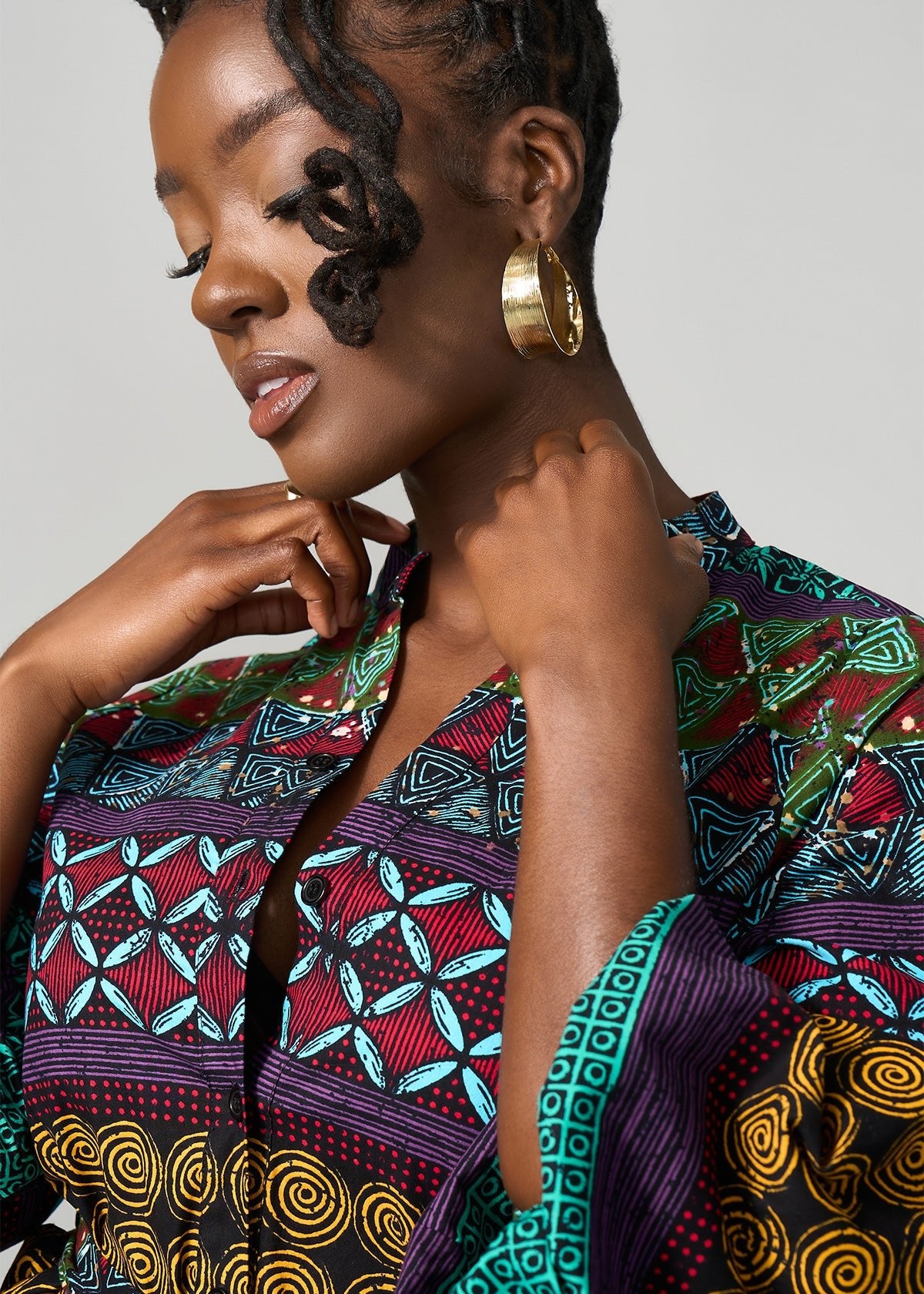 Malia Women's African Dress (Teal Maroon Multipattern) - D'IYANU