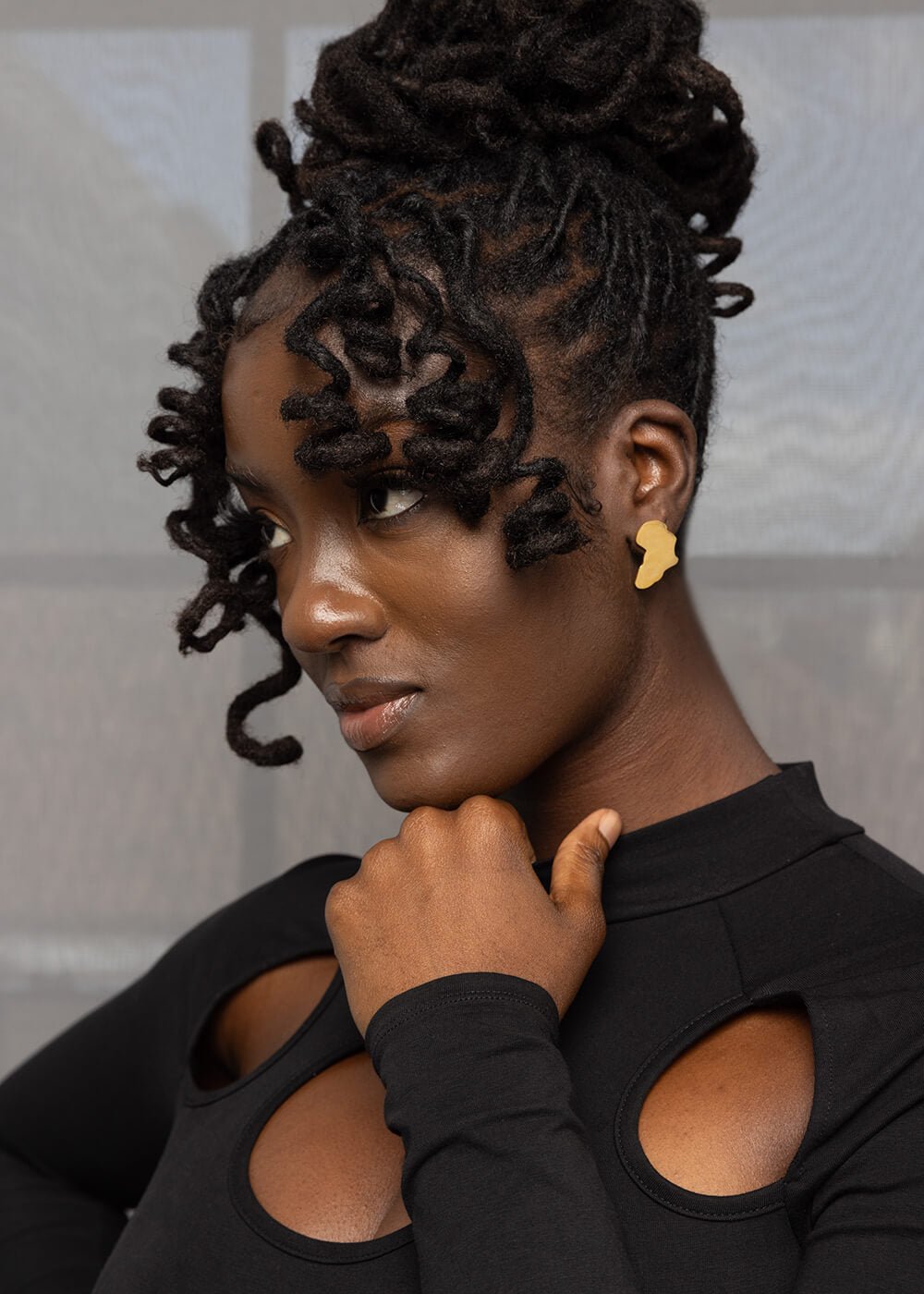 Maridadi African Map Post Earrings (Gold) - D'IYANU