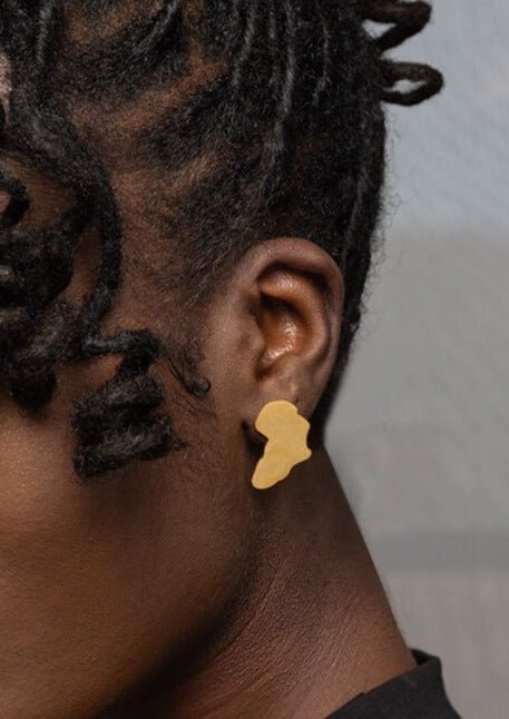 Maridadi African Map Post Earrings (Gold) - D'IYANU