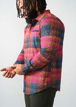Mazi Men's African Print Button-up Shirt (Harvest Plaid Adire) - D'IYANU