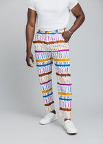 Hadjar Men's African Print Trousers (White Nautical Adire) White - D'IYANU
