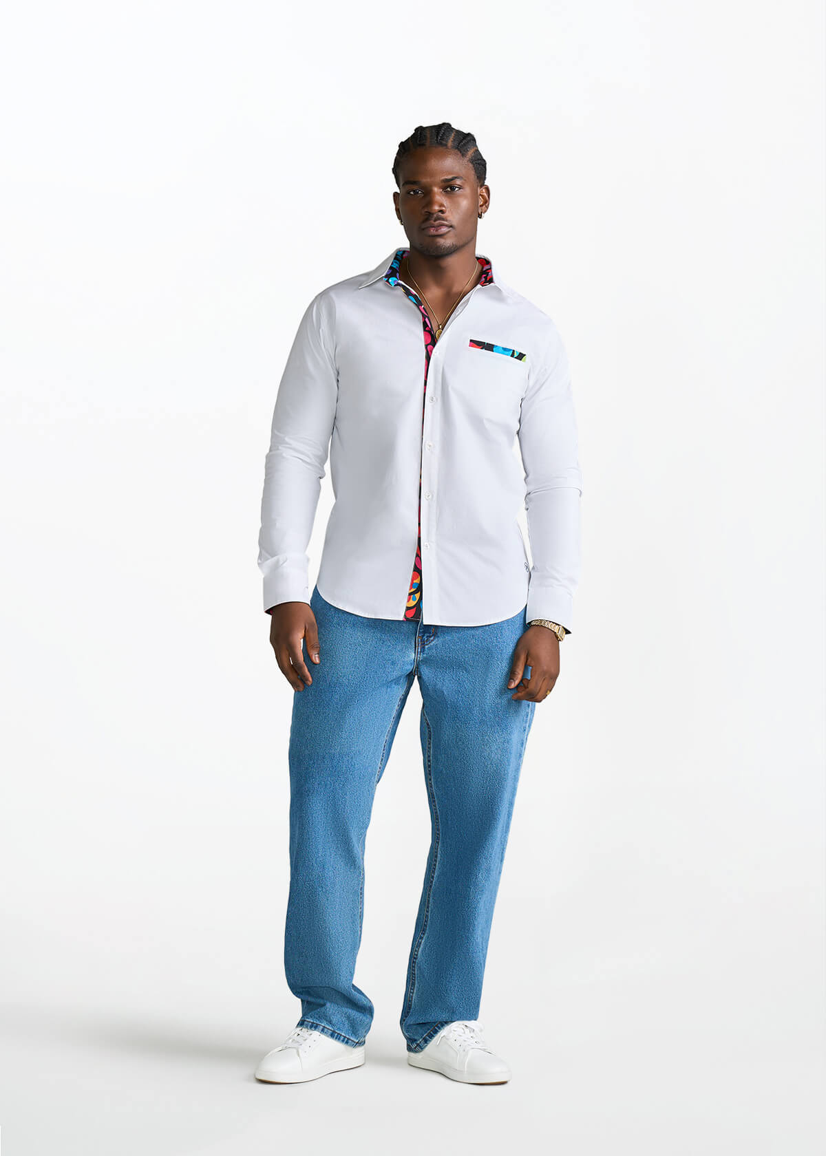 Naeem Men's African Print Button-Up Shirt (Fuschia Kaleidoscope) - D'IYANU