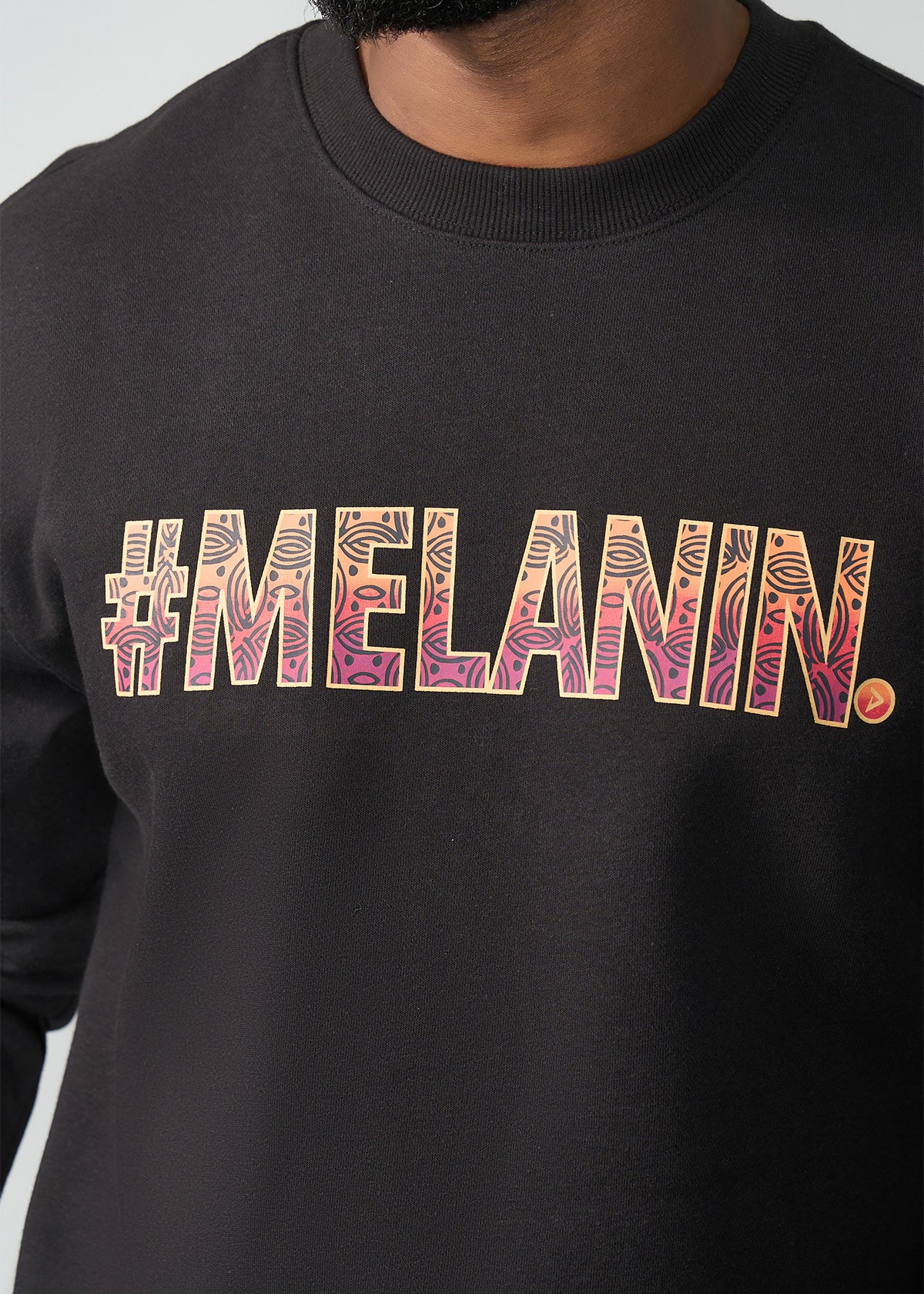 Oloro Unisex African Print Melanin Graphic Sweatshirt (Black/Orange Purple Batik) - D'IYANU