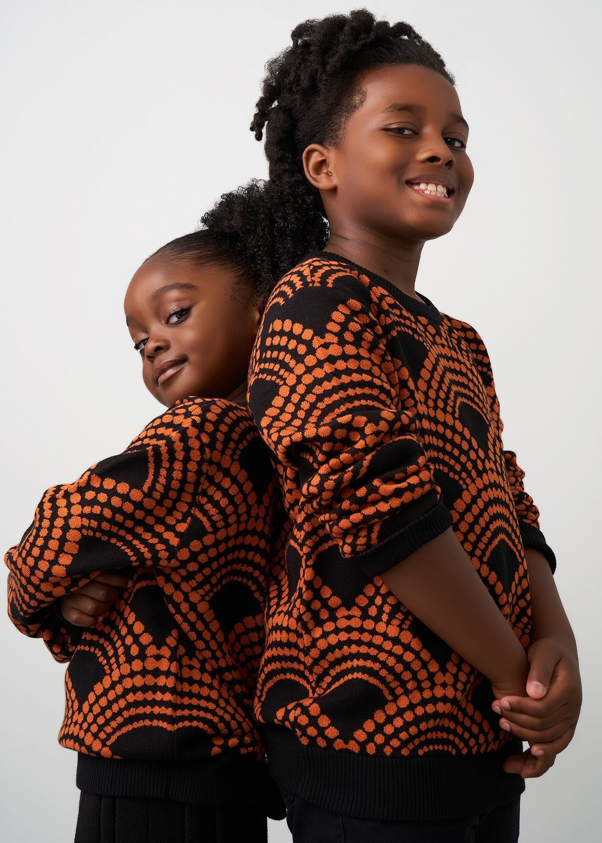 Oma Kids Unisex African Print Sweater (Black Amber Dots) - D'IYANU