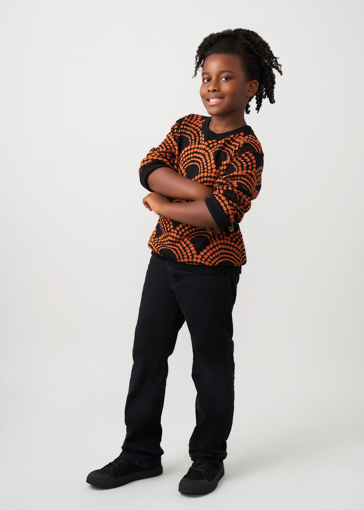 Oma Kids Unisex African Print Sweater (Black Amber Dots) - D'IYANU