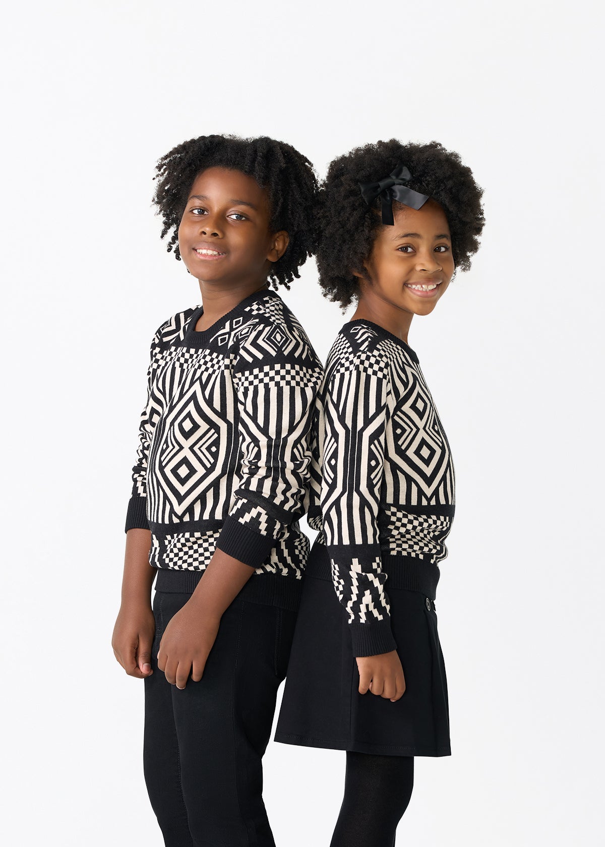 Oma Kids Unisex African Print Sweater (Black Cream Tribal) - D'IYANU
