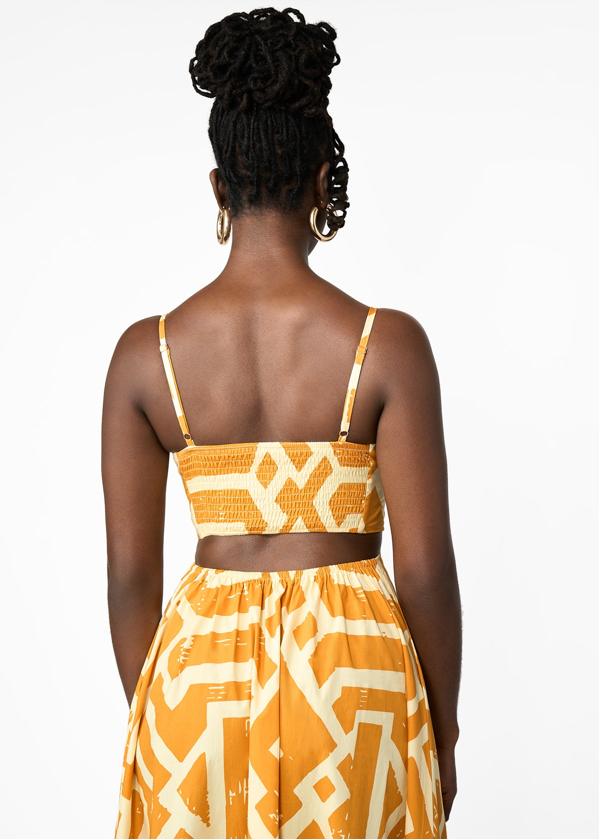 Oneyka Women's African Print Cut-Out Maxi Dress (Gold Cream Tribal) - D'IYANU