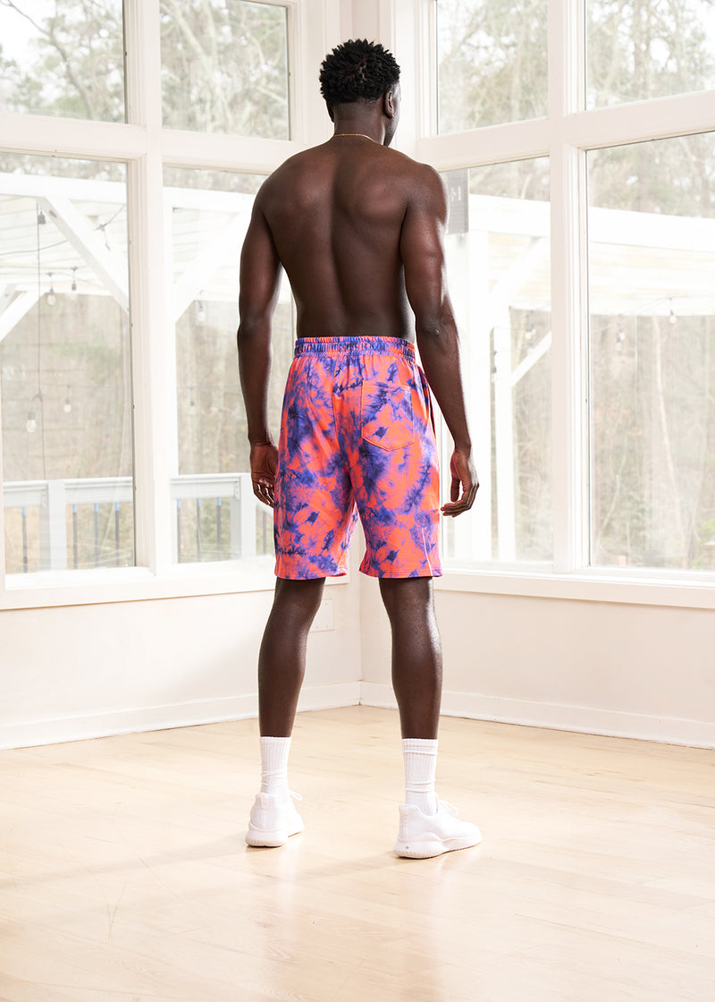Raimi Men's African Print Shorts (Sunset Tie Dye)